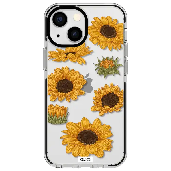 Sunflower Apple iPhone 15 impact black border Case