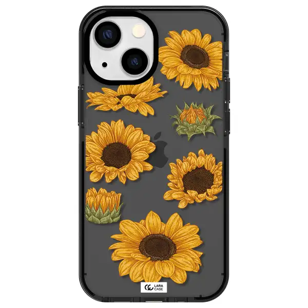 Sunflower Apple iPhone 15 impact Smoke Black Case