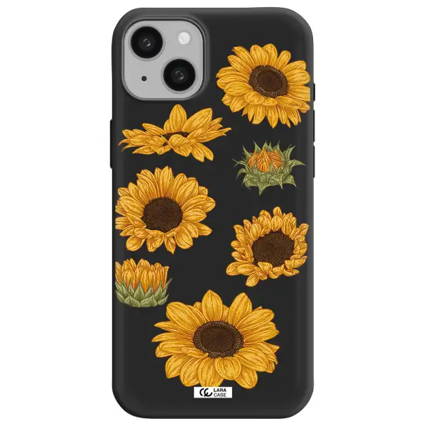 Sunflower Apple iphone 15 plus Silicone black Case