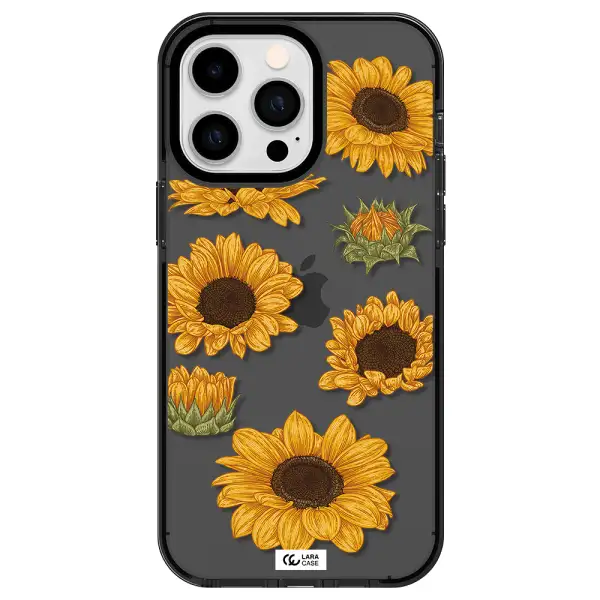 Sunflower Apple iPhone 15 Pro impact Smoke Black Case