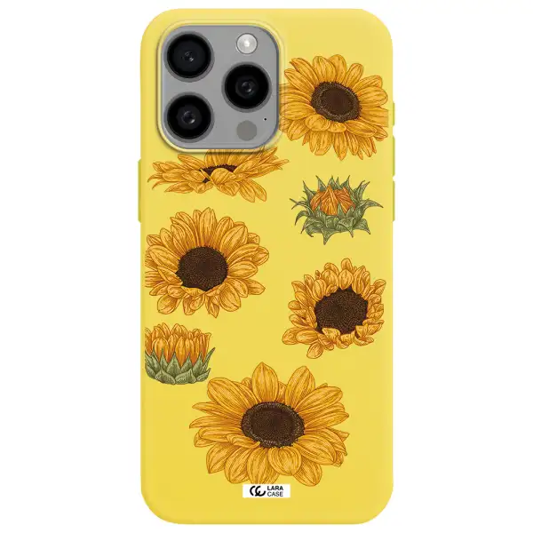 Sunflower Apple Iphone 15 Pro max Silicone canary yellow Case