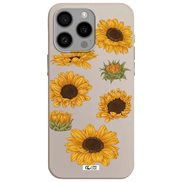 Sunflower Apple Iphone 15 Pro max Silicone Stone Case
