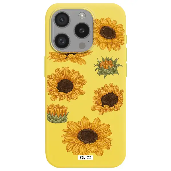 Sunflower Apple Iphone 15 Pro Silicone Canary Yellow Case