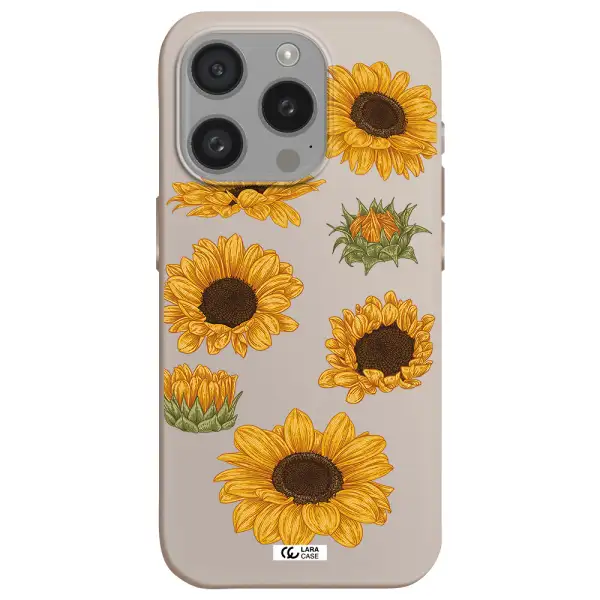 Sunflower Apple Iphone 15 Pro Silicone Stone Case