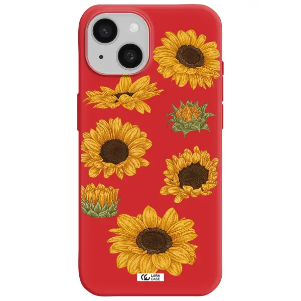 Sunflower Apple Iphone 15 Silicone Imperial Red Case