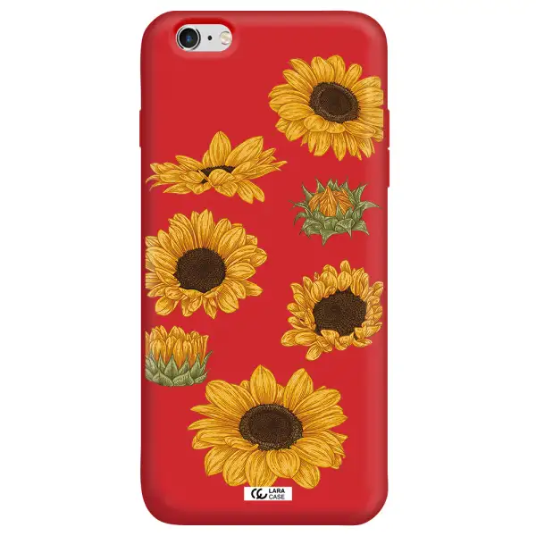 Sunflower Apple iPhone 6 s plus Silicone Imperial Red Case