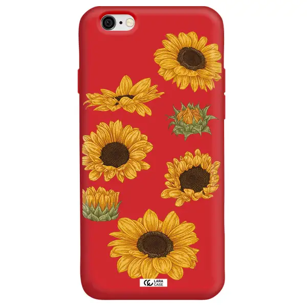 Sunflower Apple iPhone 6 Silicone Imperial Red Case
