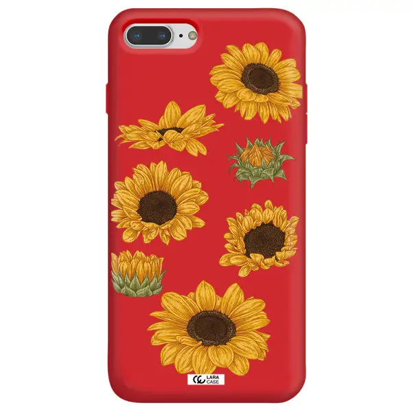 Sunflower Apple iPhone 7 plus Silicone Imperial Red Case