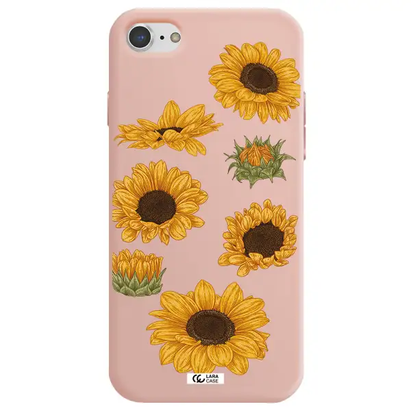 Sunflower Apple iPhone 7 Silicone pastel pink Case