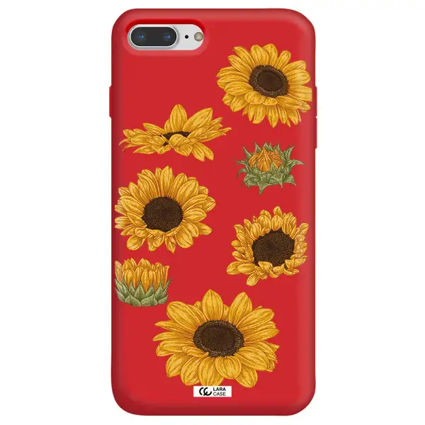 Sunflower Apple iPhone 8 plus Silicone Imperial Red Case