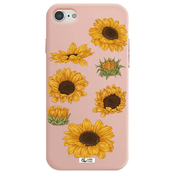 Sunflower Apple iPhone 8 Silicone pastel pink Case