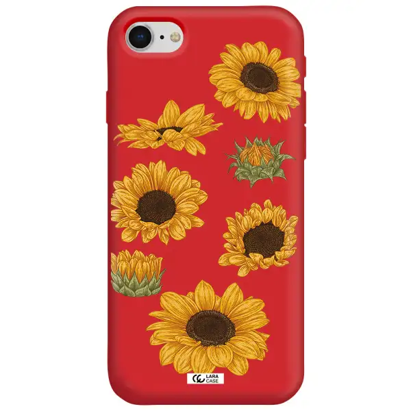 Sunflower Apple iPhone se 2020 Silicone Imperial Red Case