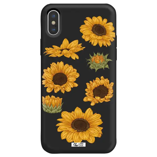 Sunflower Apple iPhone X Silicone black Case