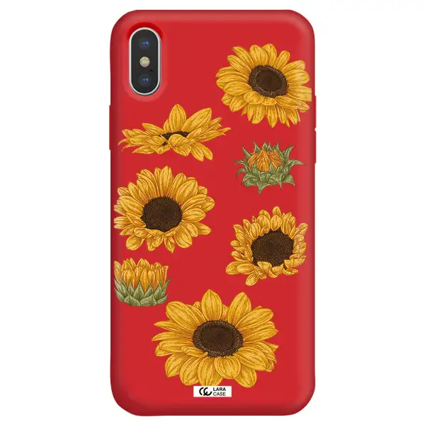 Sunflower Apple iPhone X Silicone Imperial Red Case