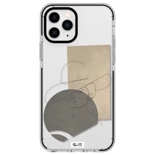 The Lady In The Hat Line Art Apple iPhone 11 pro impact black border Case