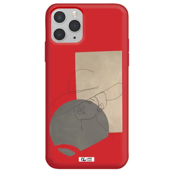 The Lady In The Hat Line Art Apple iPhone 11 pro max Silicone Imperial Red Case