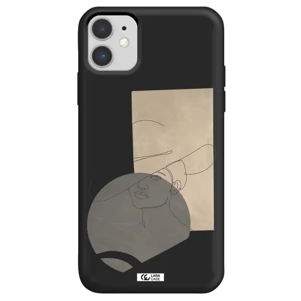 The Lady In The Hat Line Art Apple iPhone 11 Silicone black Case