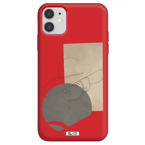 The Lady In The Hat Line Art Apple iPhone 11 Silicone Imperial Red Case