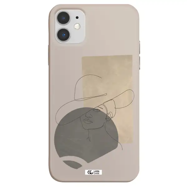 The Lady In The Hat Line Art Apple iPhone 11 Silicone Stone Case
