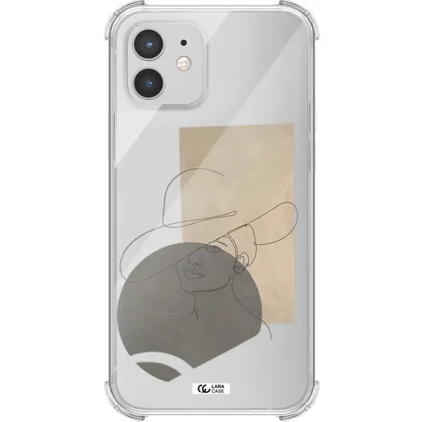The Lady In The Hat Line Art Apple iPhone 12 Clear PC Case