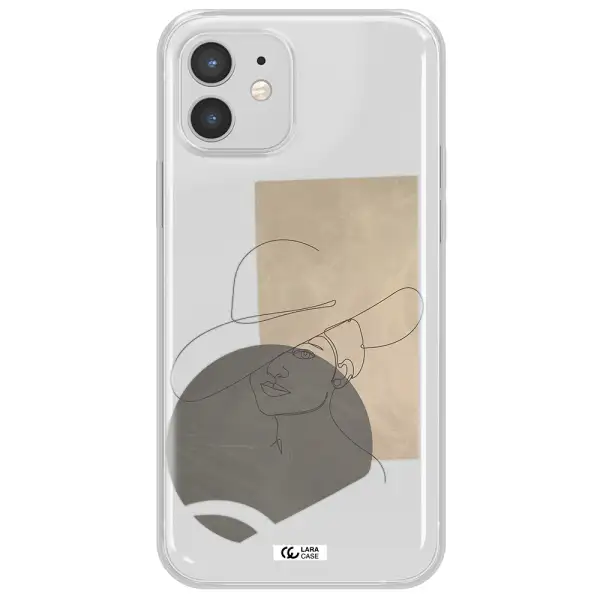 The Lady In The Hat Line Art Apple iPhone 12 Clear TPU Case