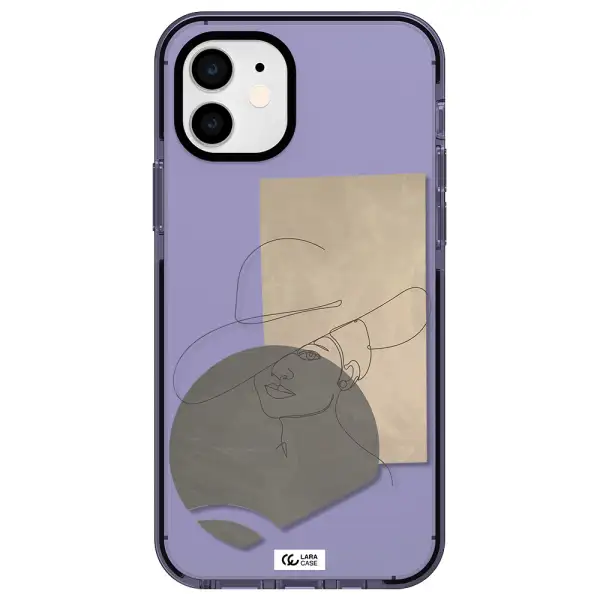 The Lady In The Hat Line Art Apple iPhone 12 impact Lilac Case