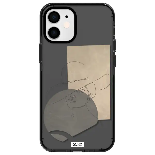 The Lady In The Hat Line Art Apple iPhone 12 mini impact Smoke Black Case