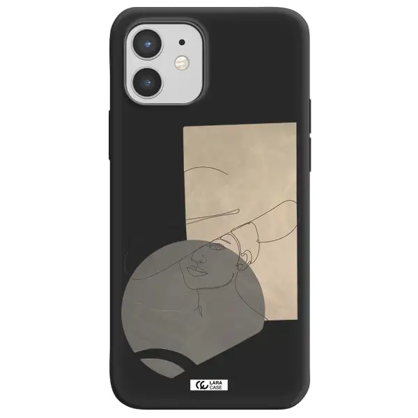 The Lady In The Hat Line Art Apple iPhone 12 mini Silicone black Case