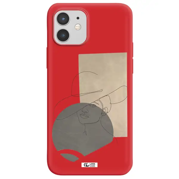 The Lady In The Hat Line Art Apple iPhone 12 mini Silicone Imperial Red Case