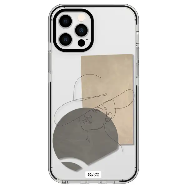 The Lady In The Hat Line Art Apple iPhone 12 pro impact black border Case