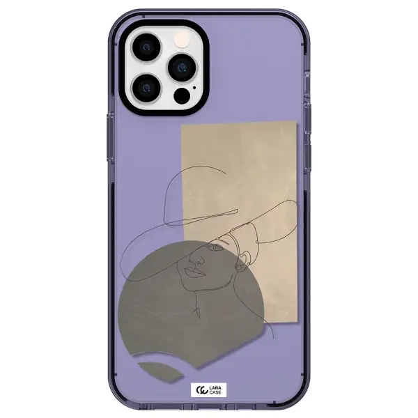 The Lady In The Hat Line Art Apple iPhone 12 pro impact Lilac Case