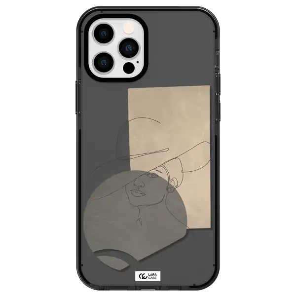The Lady In The Hat Line Art Apple iPhone 12 pro impact Smoke Black Case