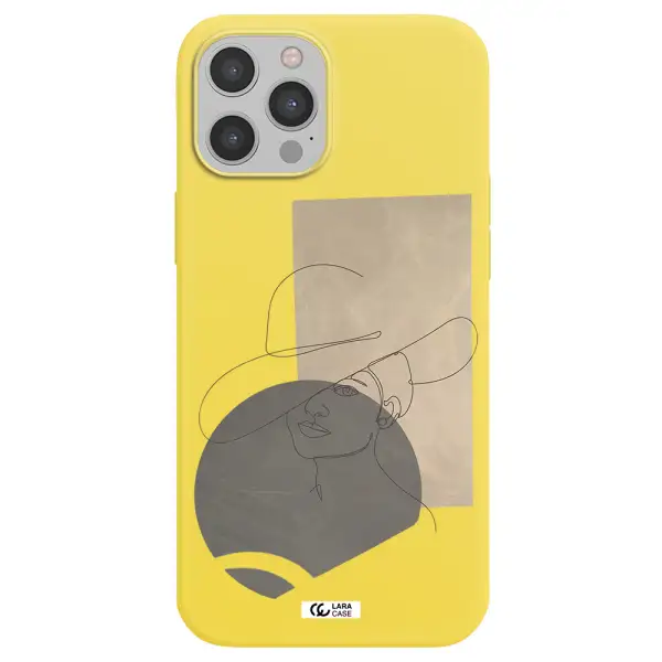 The Lady In The Hat Line Art Apple iPhone 12 pro max Silicone canary yellow Case