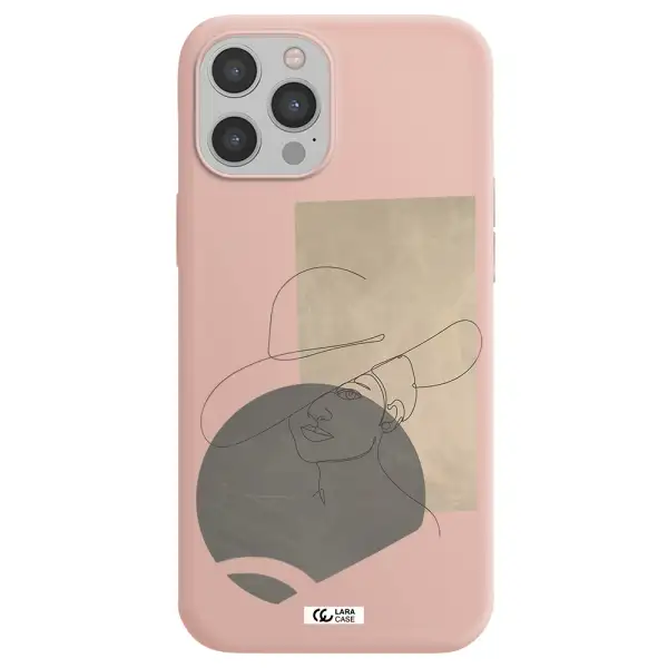 The Lady In The Hat Line Art Apple iPhone 12 pro max Silicone pastel pink Case
