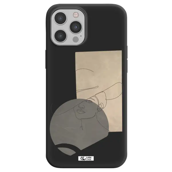 The Lady In The Hat Line Art Apple iPhone 12 pro Silicone black Case