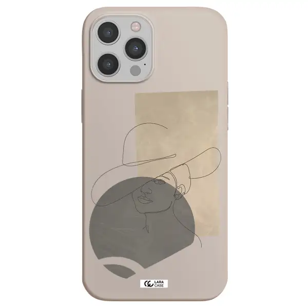 The Lady In The Hat Line Art Apple iPhone 12 pro Silicone Stone Case