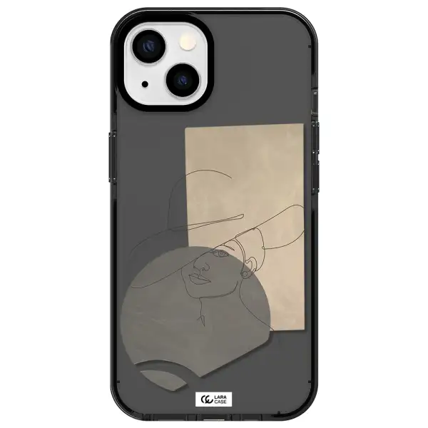 The Lady In The Hat Line Art Apple iPhone 13 impact Smoke Black Case
