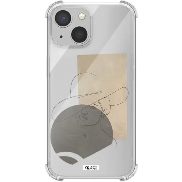 The Lady In The Hat Line Art Apple iPhone 13 mini Clear PC Case