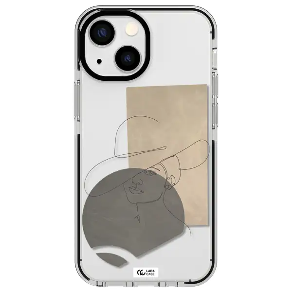The Lady In The Hat Line Art Apple iPhone 13 mini impact black border Case
