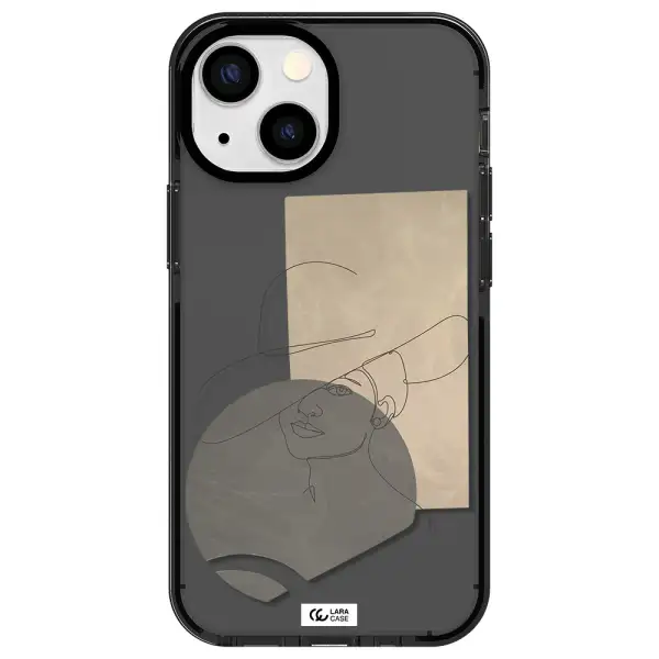 The Lady In The Hat Line Art Apple iPhone 13 mini impact Smoke Black Case