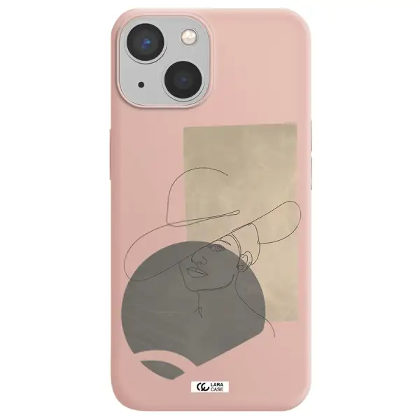 The Lady In The Hat Line Art Apple iPhone 13 mini Silicone pastel pink Case