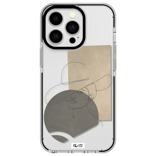 The Lady In The Hat Line Art Apple iPhone 13 Pro impact black border Case