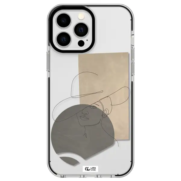 The Lady In The Hat Line Art Apple iPhone 13 Pro Max impact black border Case
