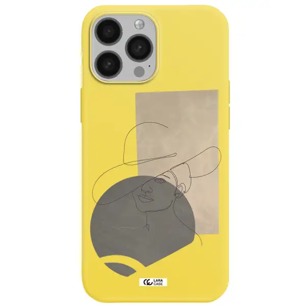 The Lady In The Hat Line Art Apple iPhone 13 Pro Max Silicone canary yellow Case