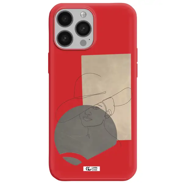 The Lady In The Hat Line Art Apple iPhone 13 Pro Silicone Imperial Red Case