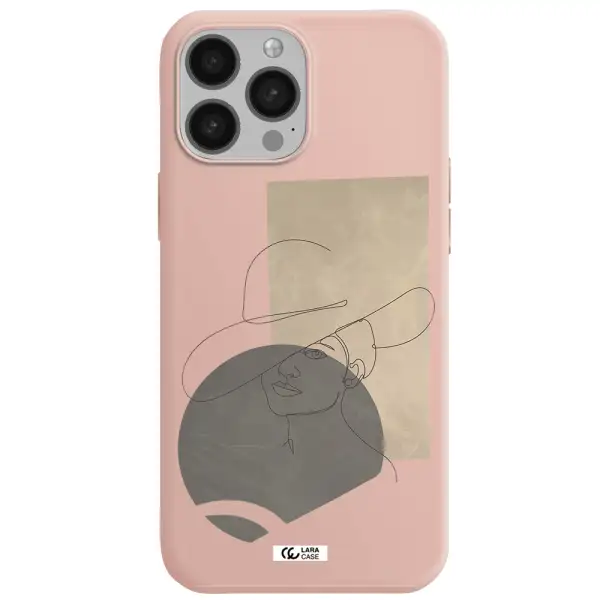 The Lady In The Hat Line Art Apple iPhone 13 Pro Silicone pastel pink Case