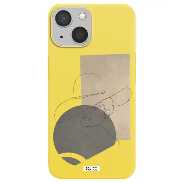 The Lady In The Hat Line Art Apple iPhone 13 Silicone canary yellow Case