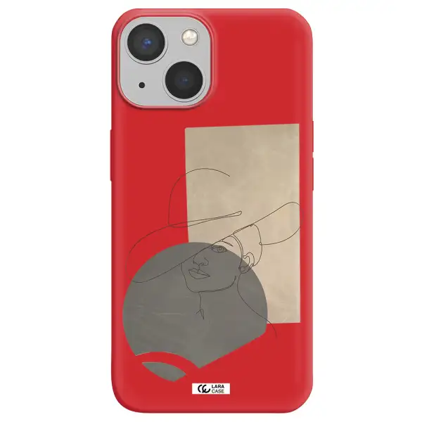 The Lady In The Hat Line Art Apple iPhone 13 Silicone Imperial Red Case