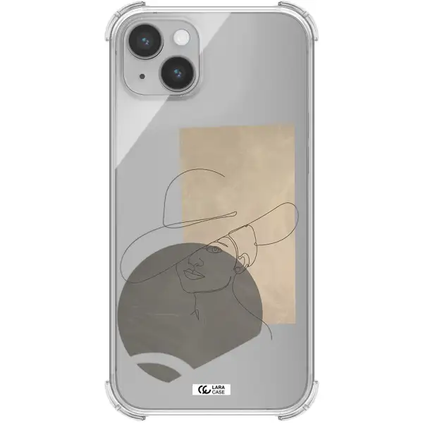 The Lady In The Hat Line Art Apple iPhone 14 Clear PC Case