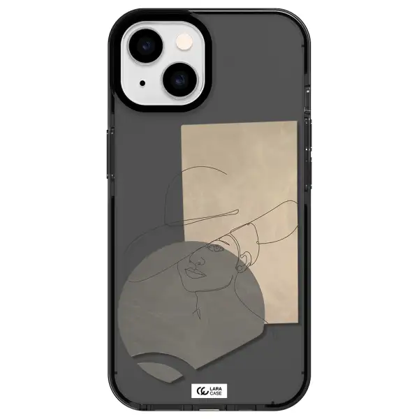The Lady In The Hat Line Art Apple iPhone 14 impact Smoke Black Case